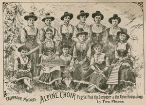 Professor Andre, Alpenchor-Rätsel: Finde den Komponisten der Alpenhymnen und -lieder an zwei Orten von English School