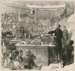Professor Tyndall hält einen Vortrag an der Royal Institution, 1870 von English School