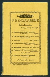 Programm für das Valletta Gymnasium, 3. Januar 1896 (Druck) von English School