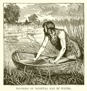 Fortschritt des Urmenschen auf dem Wasser