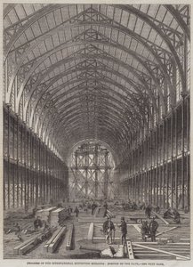 Fortschritt des Internationalen Ausstellungsgebäudes, Teil des Schiffs (Stich) von English School