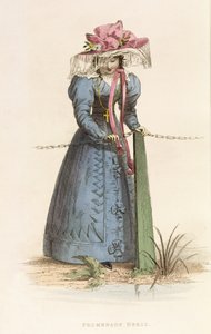 Promenadenkleid, Modeplatte aus Ackermanns Repository of Arts, ca. 1825