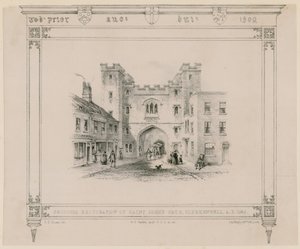 Vorgeschlagene Restaurierung des St. Johns Tor, Clerkenwell, 1845 von English School