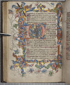Psalter mit Sarum-Kalender, Fol 40 verso, ca. 1425-75 (Tinte, Farbe & Gold auf Pergament)