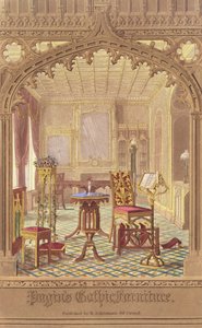 Pugins gotische Möbel, von Augustus Charles Pugin (1762-1832), veröffentlicht von R. Ackermann, 1827 von English School