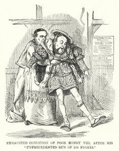 Erschöpfter Zustand des armen Heinrich VIII nach seinem beispiellosen Lauf von 150 Nächten (Stich) von English School