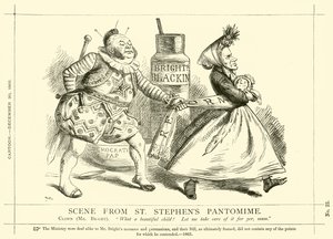 Punch-Karikatur über John Bright: Szene aus St. Stephen