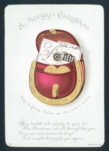 Geldbörse voller Geld, Weihnachtskarte