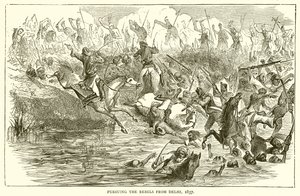 Verfolgung der Rebellen aus Delhi, 1857 von English School