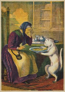 Der Kater bringt Fisch (Farblithografie) von English School