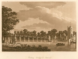 Putney-Brücke und Kirche, London von English School