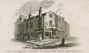 Pye Powder Court, Cloth Fair, West Smithfield, abgehalten im Gasthaus 