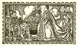 Königin Elisabeth I. und Sir Walter Raleigh von English School