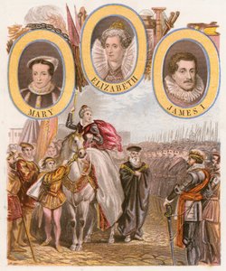 Königin Elizabeth I. Armada-Rede (farbige Gravur) von English School