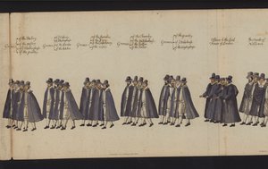 Begräbnisprozession von Königin Elisabeth I. (kolorierte Gravur) von English School