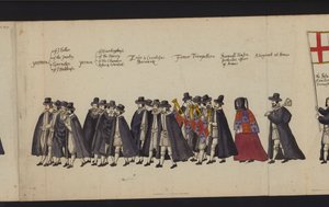 Begräbnisprozession von Königin Elisabeth I. (kolorierte Gravur) von English School