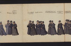 Begräbnisprozession von Königin Elisabeth I. (kolorierte Gravur) von English School