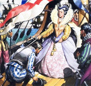 Königin Elizabeth und Francis Drake