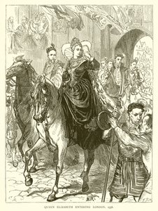 Königin Elisabeth zieht in London ein, 1558 von English School
