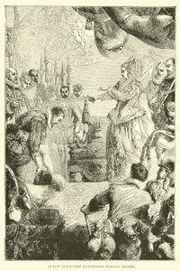 Königin Elisabeth schlägt Francis Drake zum Ritter von English School