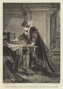 Königin Elisabeth unterzeichnet den Todesbefehl von Maria Stuart von English School