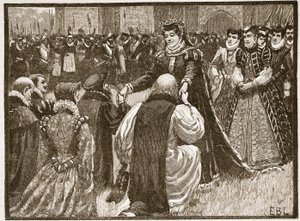 Königin Maria und die Staatsgefangenen im Tower, Illustration aus Cassells Illustrierter Geschichte Englands