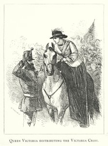 Königin Victoria verteilt das Victoria-Kreuz (Gravur) von English School