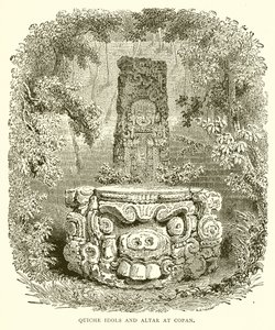 Quiche-Götzen und Altar in Copan von English School