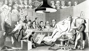 Die R.A.s des Genies reflektieren über die wahre Linie der Schönheit an der Life Academy Someset House, veröffentlicht von Sherwood, Jones & Co., 1824