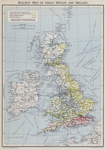 Eisenbahnkarte von Großbritannien und Irland (Farblithografie)