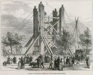 Aufrichten von Cleopatras Nadel an der Thames Embankment von English School