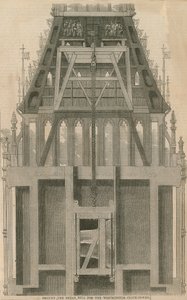 Das Heben der großen Glocke für den Westminster Clock Tower, London von English School