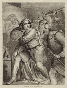 Raphael in seinem Atelier angegriffen von English School
