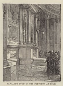 Raphaels Grab im Pantheon in Rom (Gravur) von English School