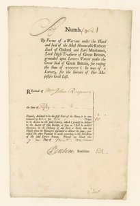 Quittung für Civil List Lotterie von 1713 von English School