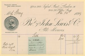 Quittung von John Lewis & Co., 14. November 1896 von English School