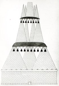 Rekonstruktion des Grabes von Lars Porsenna in Clusium nach der Beschreibung in Plinius