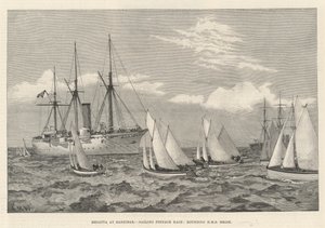Regatta in Sansibar, Segelpinassenrennen, Rundung der HMS Brisk von English School