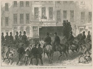 Verlegung der Fenian-Gefangenen vom Gerichtsgebäude an der Bow Street von English School