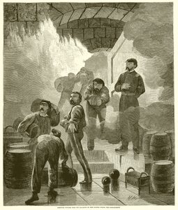 Entfernung von Pulver aus dem Magazin von Fort Sumter während des Bombardements von English School