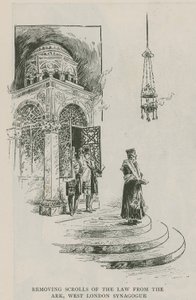 Entfernen der Gesetzesrollen aus der Lade, West London Synagogue von English School