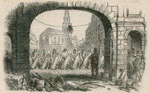 Neupflasterung des Strandes, London von English School