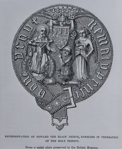 Darstellung von Edward dem Schwarzen Prinzen, kniend in Verehrung der Heiligen Dreifaltigkeit