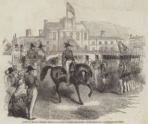 Überprüfung der Honourable Artillery Company durch Seine Königliche Hoheit Prinz Albert, Hauptmann-General und Oberst (Gravur) von English School
