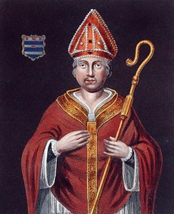 Richard Fleming (gest. 1431), nach einem Gemälde in der Bodleian Gallery (Farblithografie) von English School