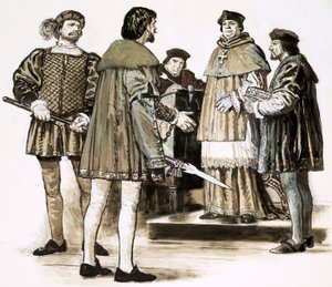 Richard Hunne wird vom Bischof von London Richard Fitzjames befragt von English School