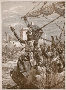 Richard landet in Jaffa, Illustration aus Cassells Illustrierter Geschichte Englands
