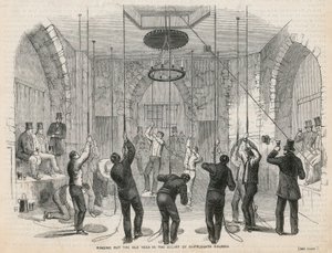 Das alte Jahr ausläuten im Glockenturm der Cripplegate Kirche von English School