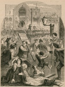 Aufrührerische Versammlung vor dem Parlament bei der Einführung des Akziseschemas von English School