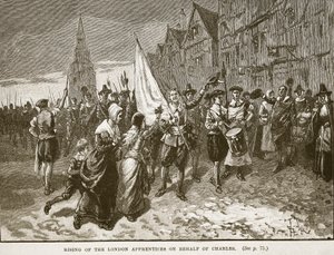 Aufstand der Londoner Lehrlinge zugunsten von Charles, Illustration aus Cassells Illustrierter Geschichte Englands von English School